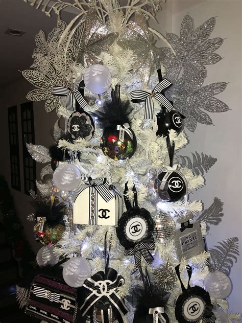 chanel inspired christmas ornaments|Chanel decorations for christmas tree.